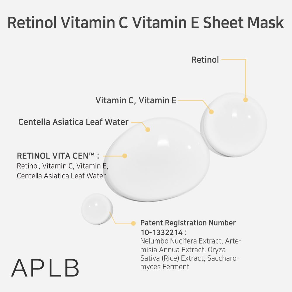 APLB Retinol Vitamin C Vitamin E Sheet Mask Set 10 Sheets