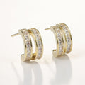 Arch14 Brilliant Double Channel-Set 18K Gold-Plated Huggie Earrings