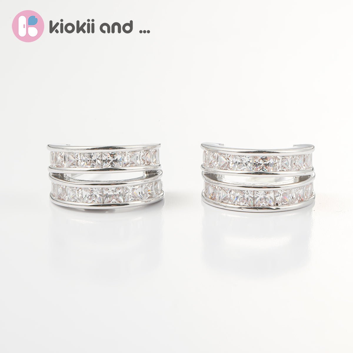 Arch14 Brilliant Double Channel-Set 18K White Gold-Plated Huggie Earrings