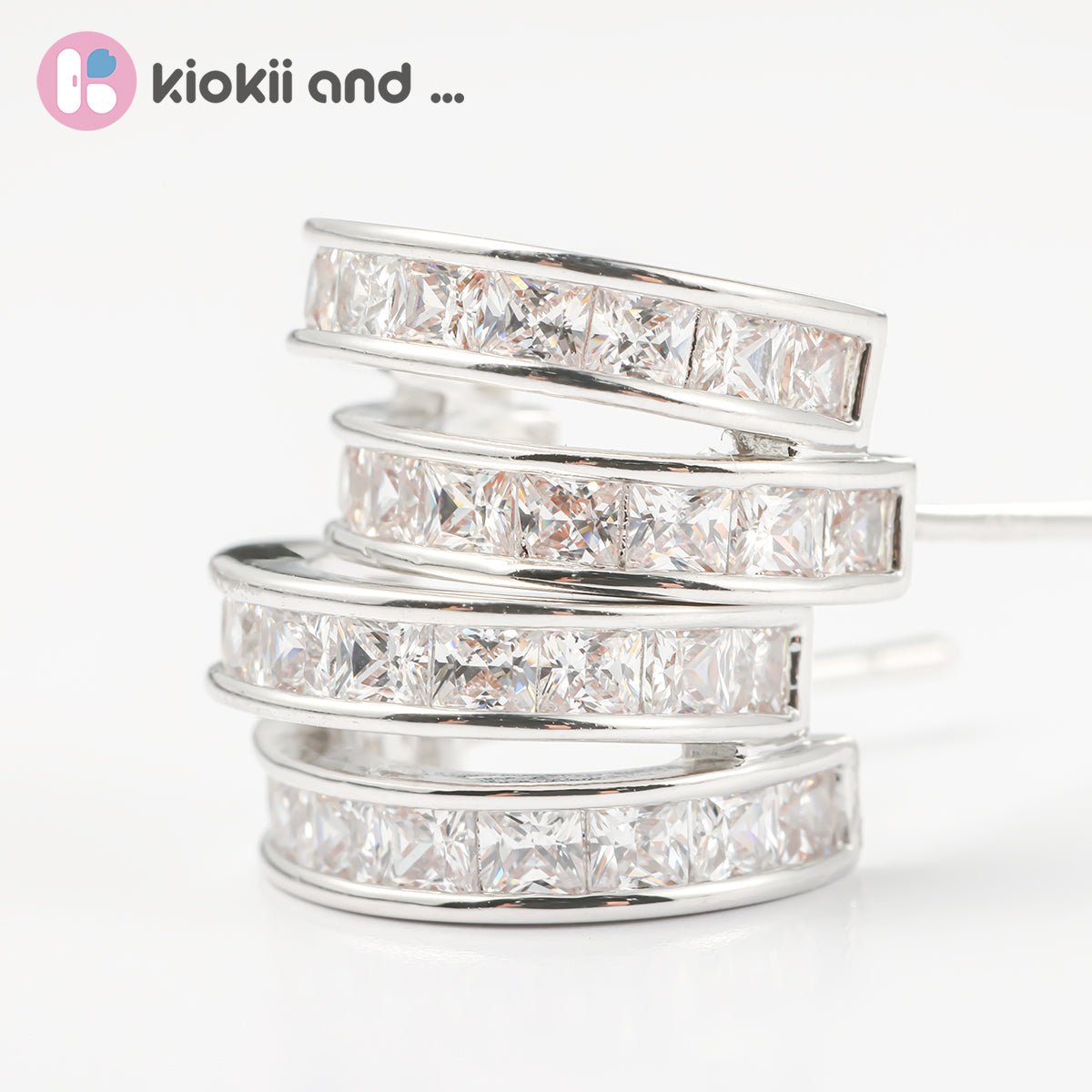 Arch14 Brilliant Double Channel-Set 18K White Gold-Plated Huggie Earrings