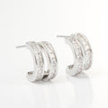Arch14 Brilliant Double Channel-Set 18K White Gold-Plated Huggie Earrings