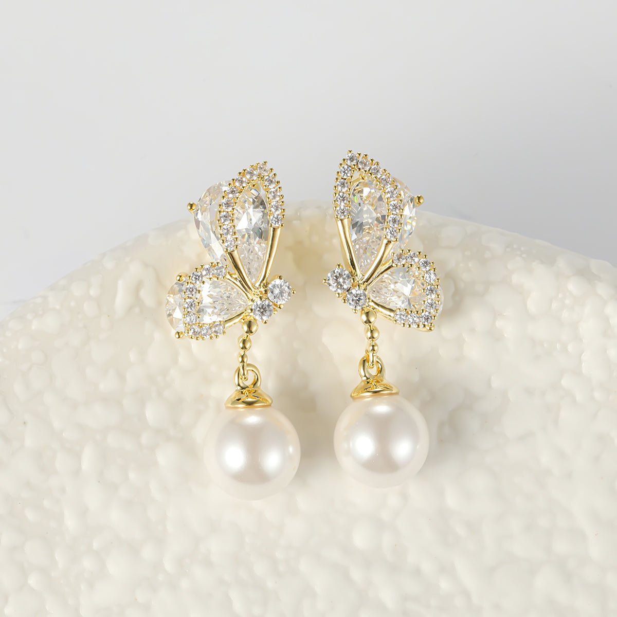 Arch14 Enchanted Wings & Pearl 18K Gold-Plated Drop Earrings