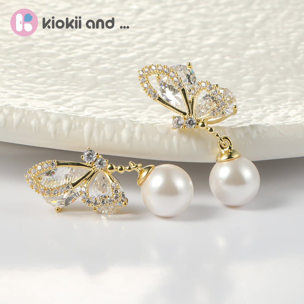Arch14 Enchanted Wings & Pearl 18K Gold-Plated Drop Earrings