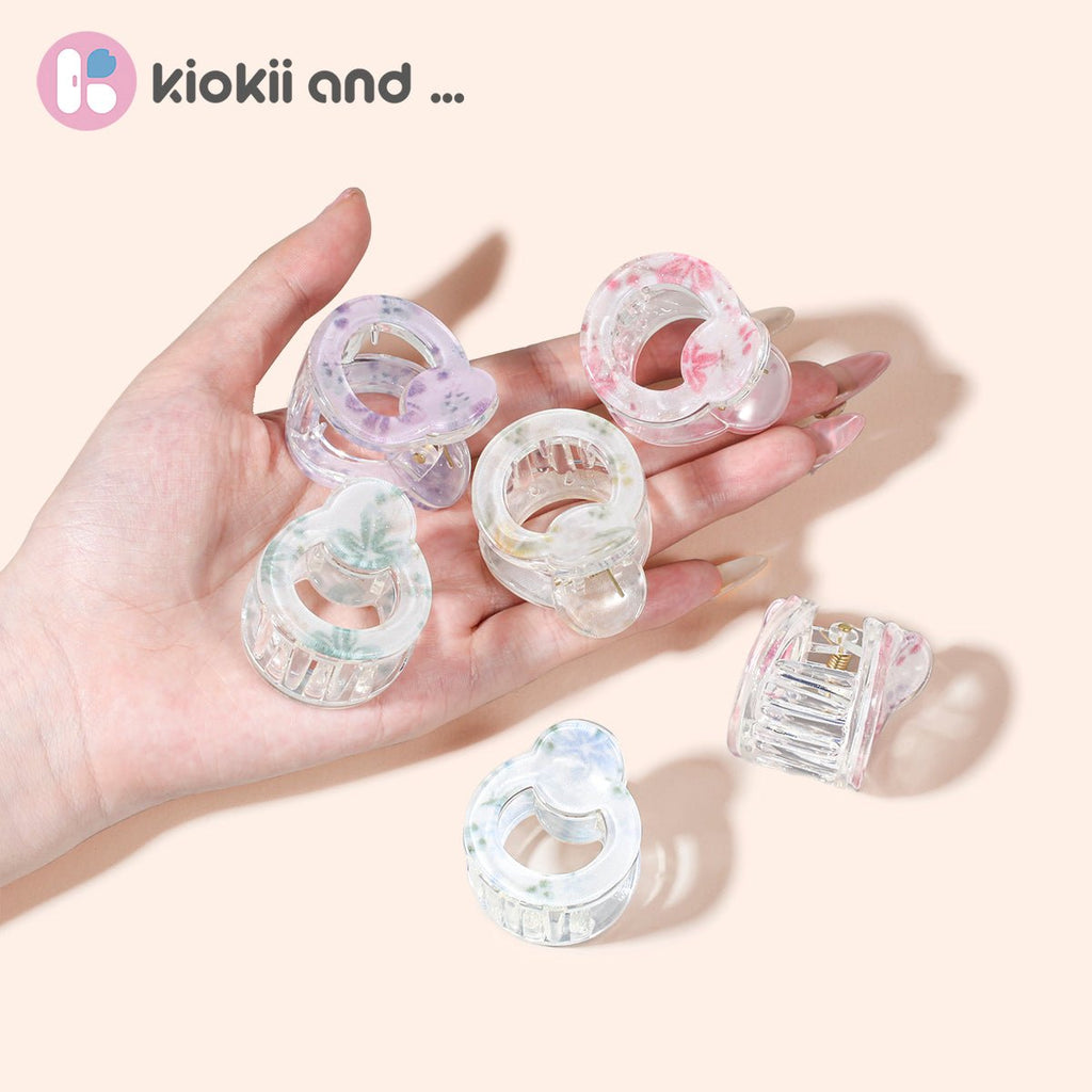 Arch14 Pastel Blossoms Mini Round Claw Clip 1pc
