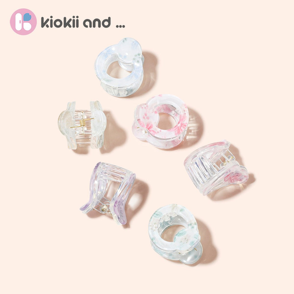 Arch14 Pastel Blossoms Mini Round Claw Clip 1pc