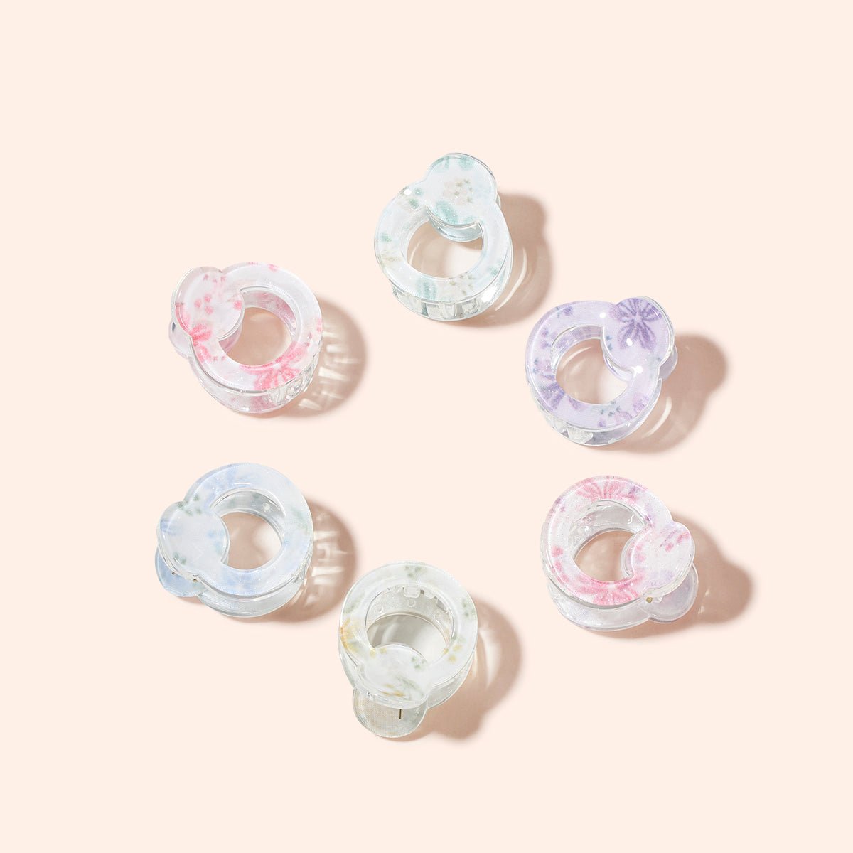 Arch14 Pastel Blossoms Mini Round Claw Clip 1pc