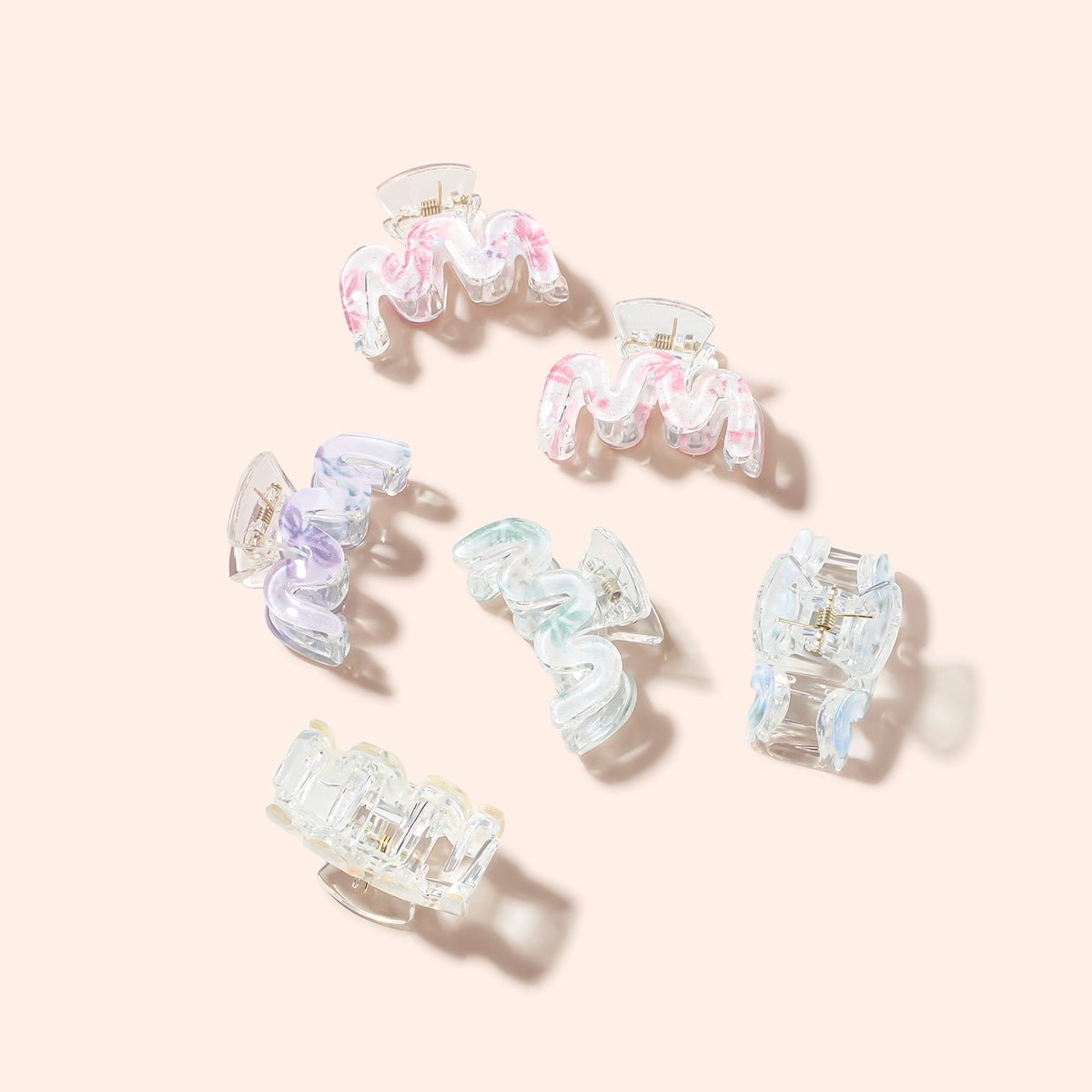 Arch14 Pastel Blossoms Mini Wave Claw Clip 1pc