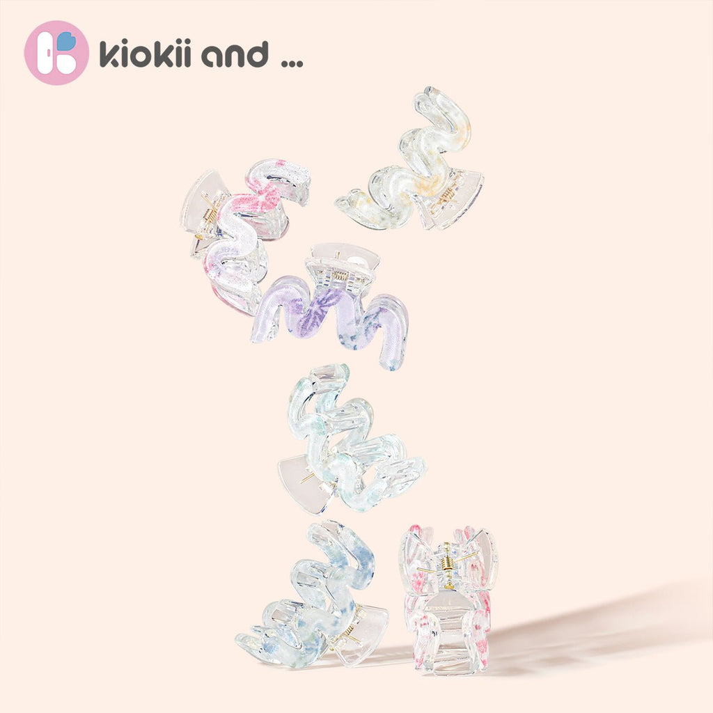 Arch14 Pastel Blossoms Mini Wave Claw Clip 1pc