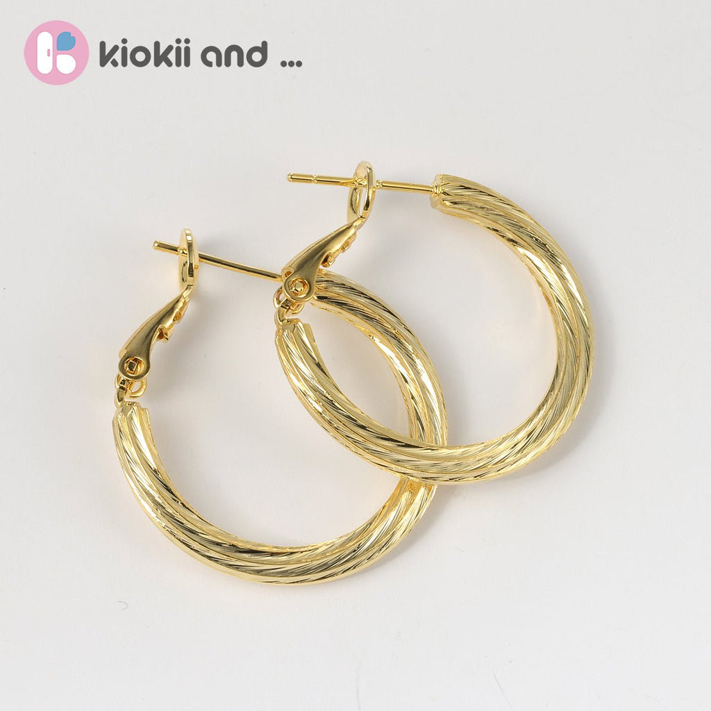 Arch14 Vintage Style Woven 18K Gold-Plated Hoop Earring