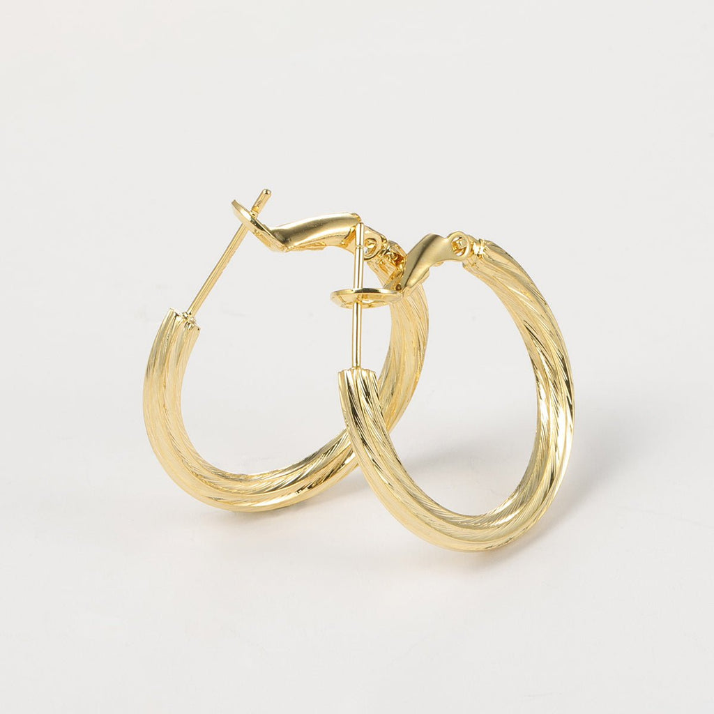 Arch14 Vintage Style Woven 18K Gold-Plated Hoop Earring