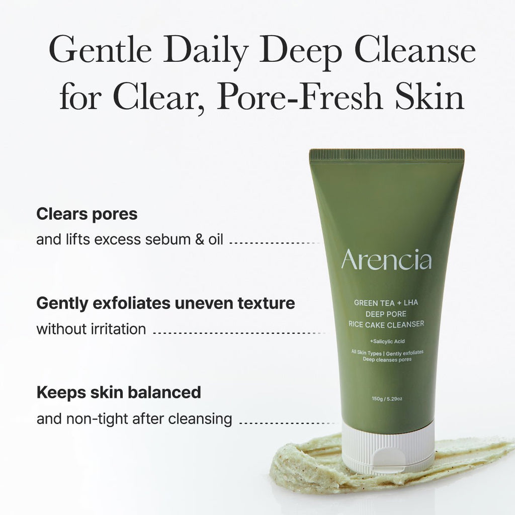 Arencia Green Tea + LHA Deep Pore Rice Cake Cleanser 150ml