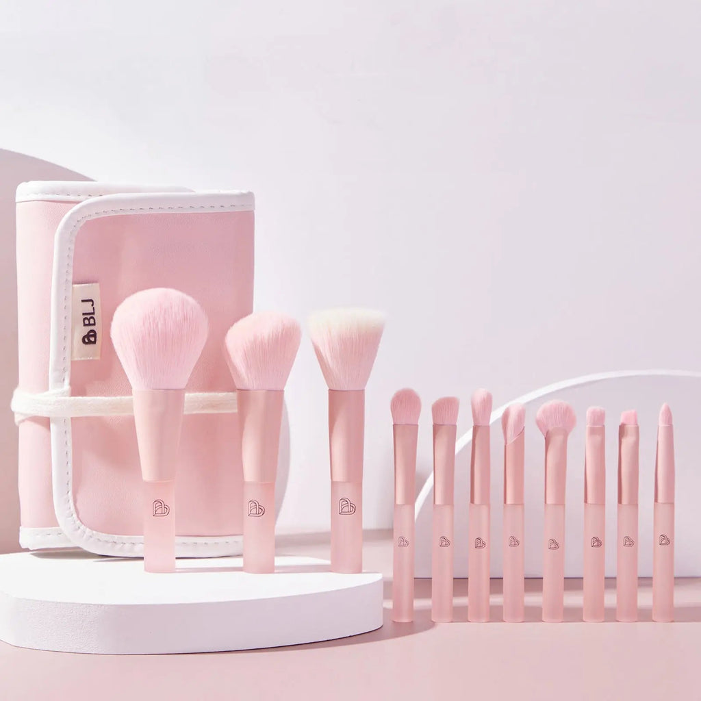 BLJ 11-Piece Mini Make Up Brush Pouch Set - Travel Set  (5 Colors)