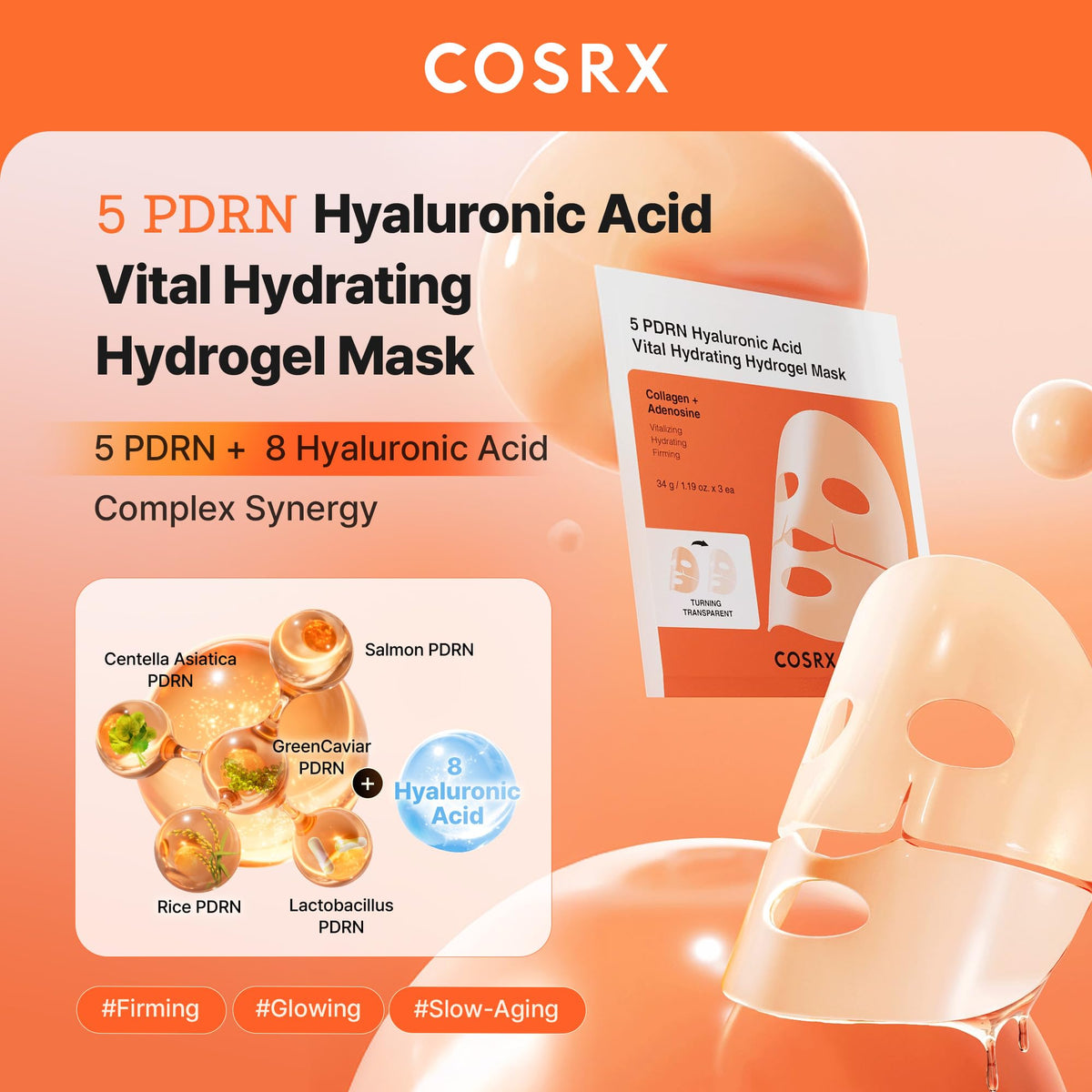 COSRX 5 PDRN Hyaluronic Acid Vital Hydrating Hydrogel Mask