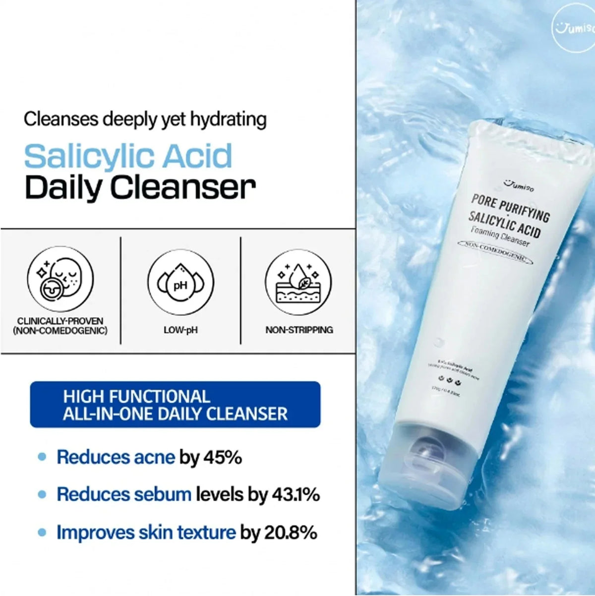 JUMISO Pore Purifying Salicylic Acid Foaming Cleanser 120g