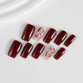 Kiokii Handmade Press-On Nails-Burgundy Glitter