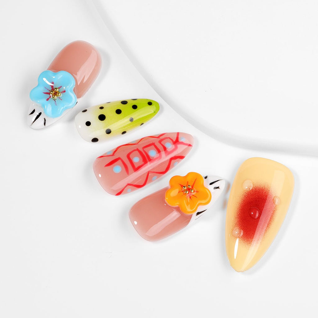 Kiokii Handmade Press-On Nails-CherryBloom Nail Art