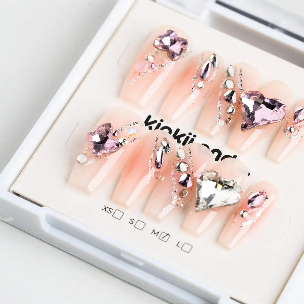 Kiokii Handmade Press-On Nails  - Crystal Bloom
