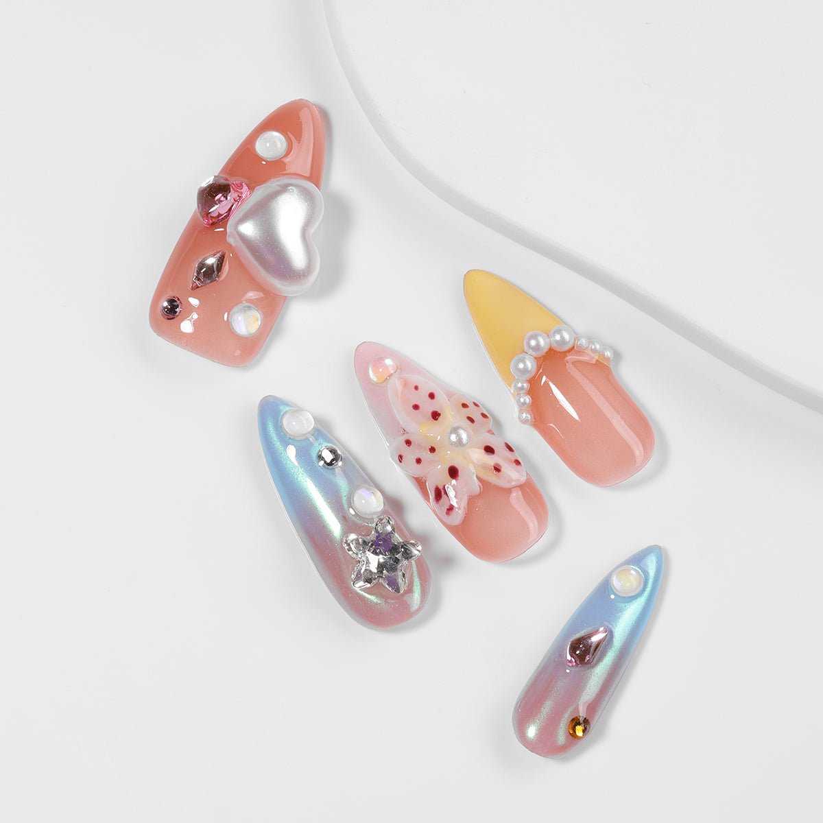 Kiokii Handmade Press-On Nails-Elegant Bloom Nail Art