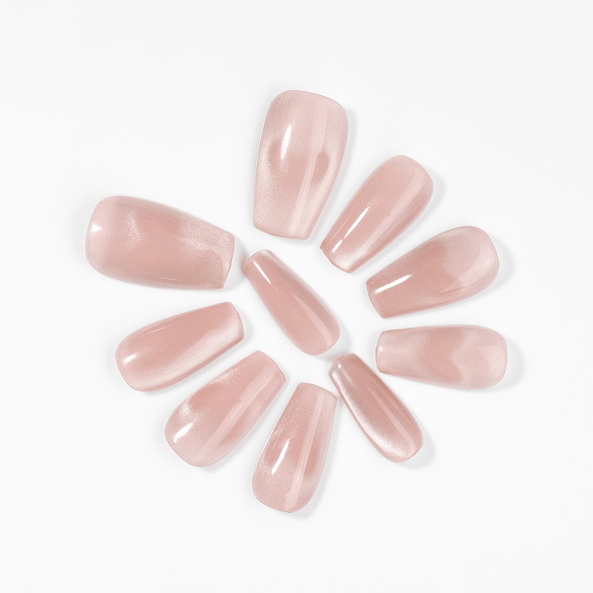 Kiokii Handmade Press-On Nails-Elegant Blush Cat's Eye Nail Set
