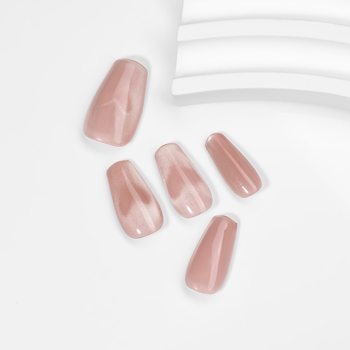 Kiokii Handmade Press-On Nails-Elegant Blush Cat's Eye Nail Set