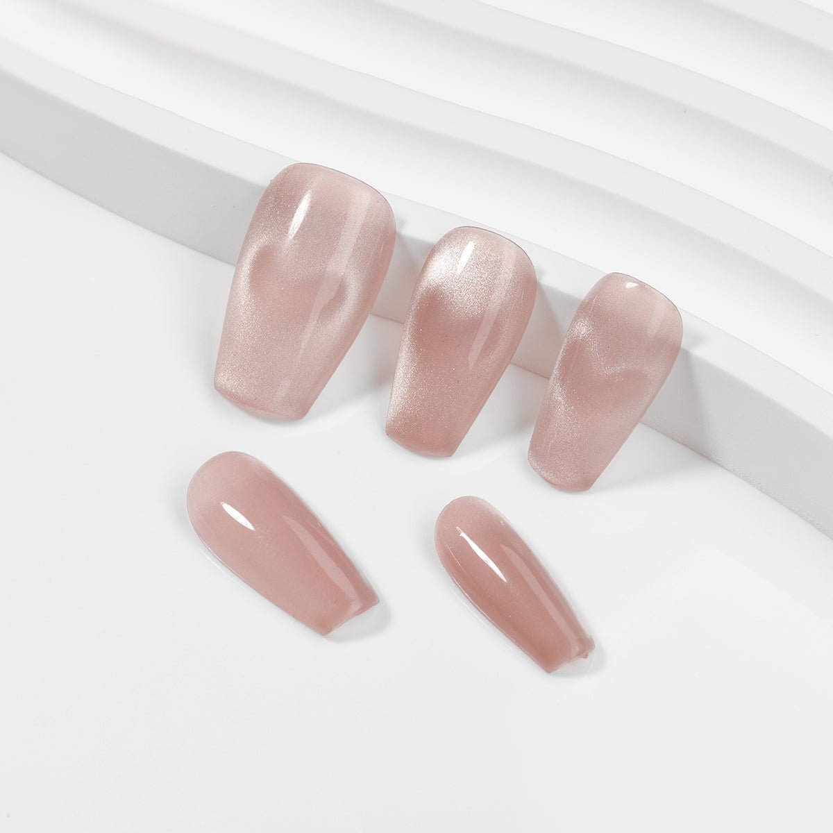 Kiokii Handmade Press-On Nails-Elegant Blush Cat's Eye Nail Set