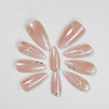 Kiokii Handmade Press-On Nails-Elegant Blush Nails with Star & Bow Accents