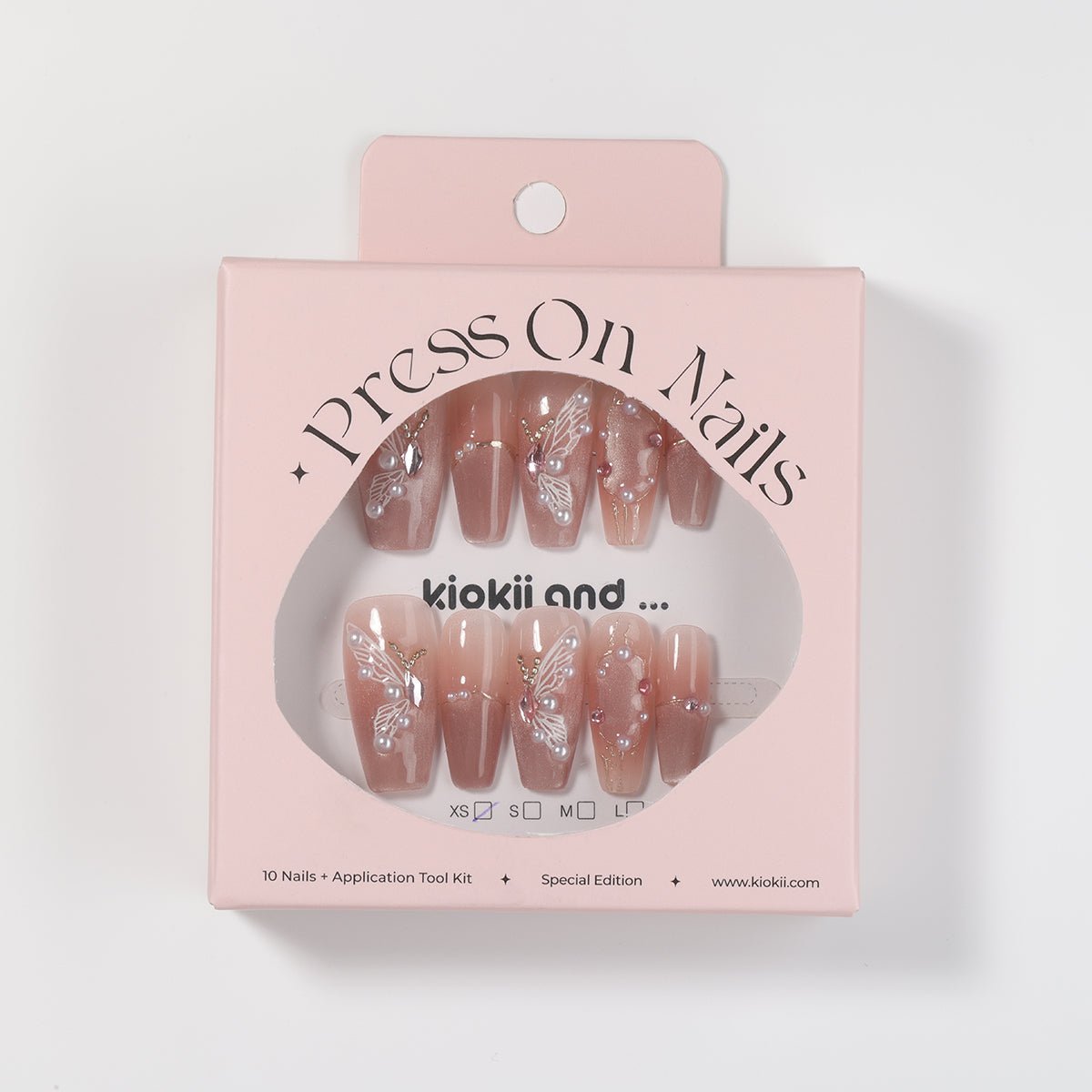 Kiokii Handmade Press-On Nails-Elegant Butterfly Pearl Nail