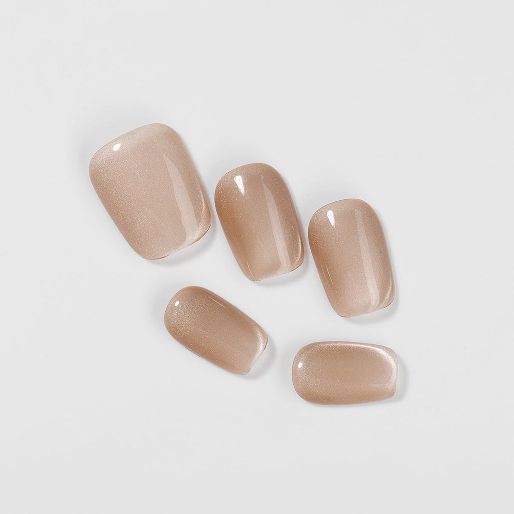 Kiokii Handmade Press-On Nails-Elegant Cat's Eye Bare Nails with Tool Kit