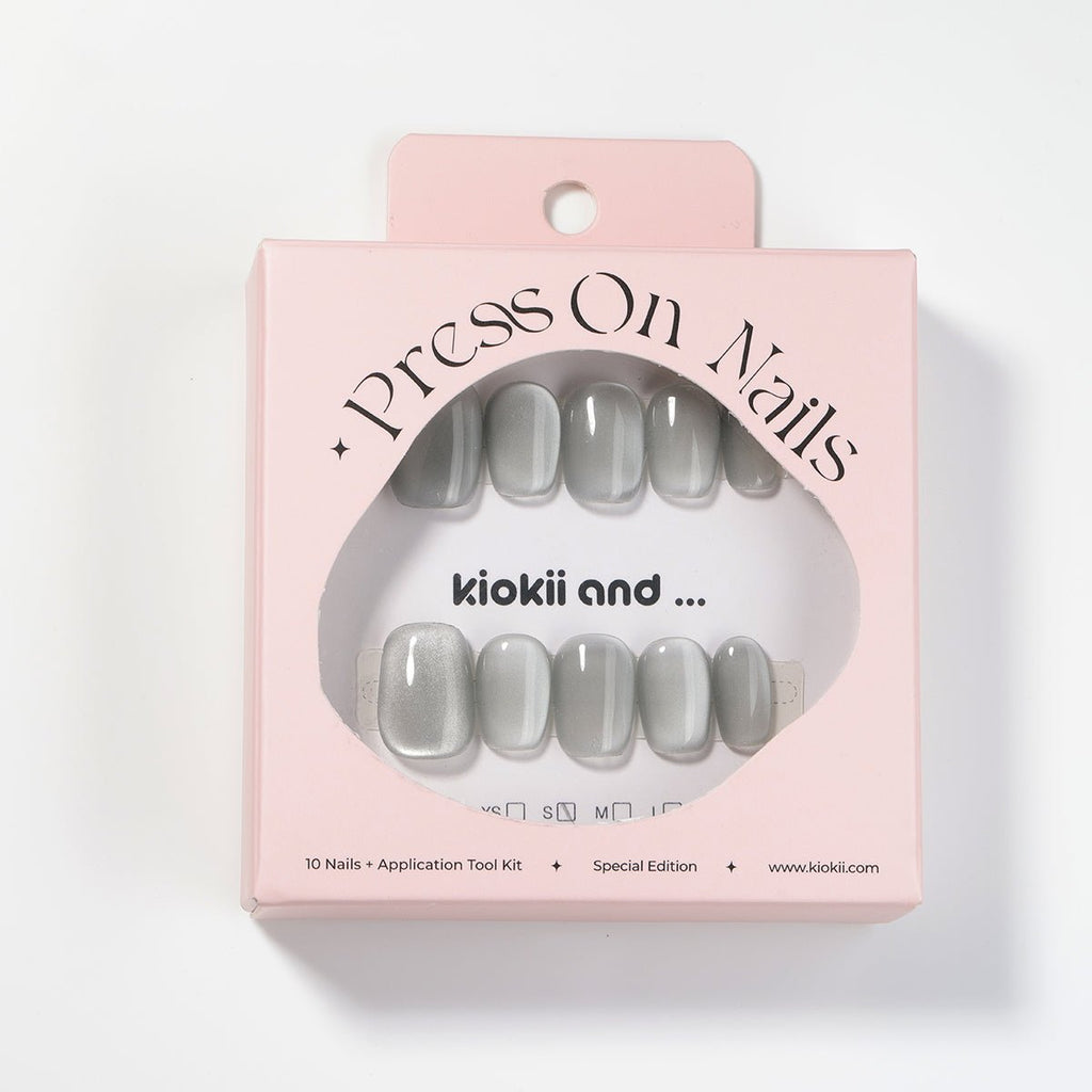 Kiokii Handmade Press-On Nails-Elegant Gray Nail Wraps Pro Kit