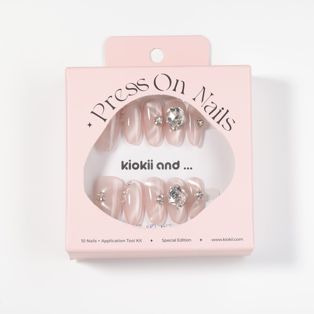 Kiokii Handmade Press-On Nails-Glamorous Pink Cat-Eye Nail Set
