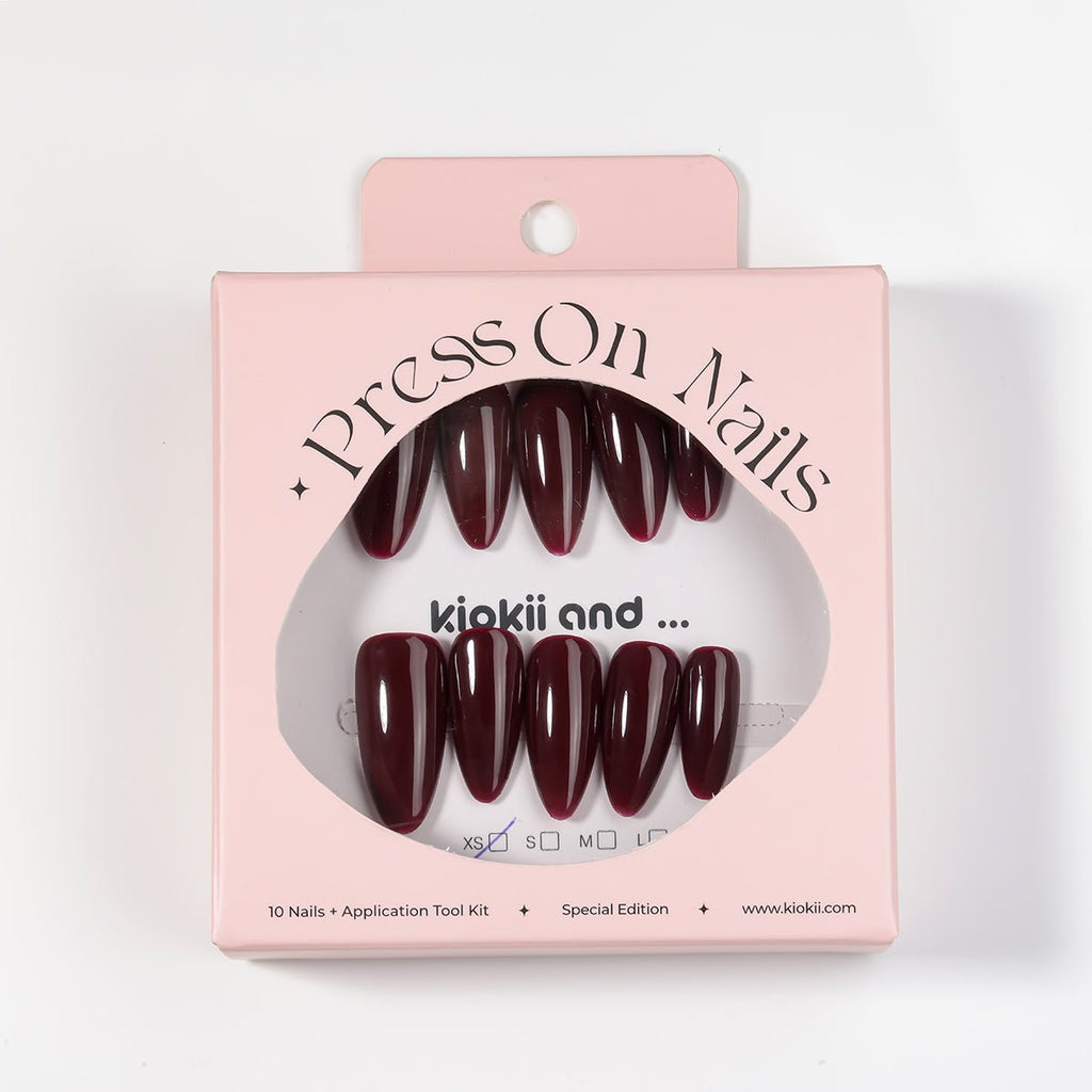 Kiokii Handmade Press-On Nails-Glamorous Ruby