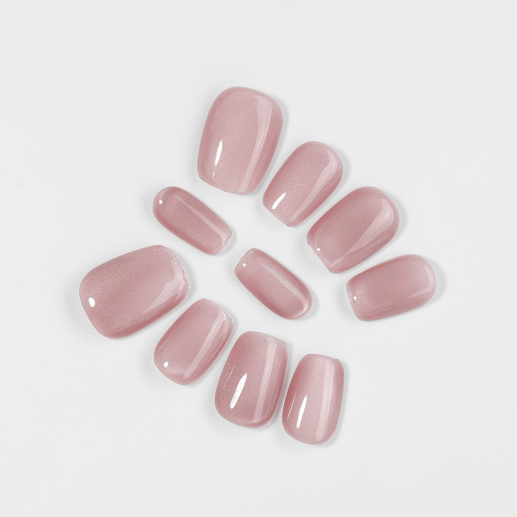 Kiokii Handmade Press-On Nails-Glamorous Soft Pink Nail Set