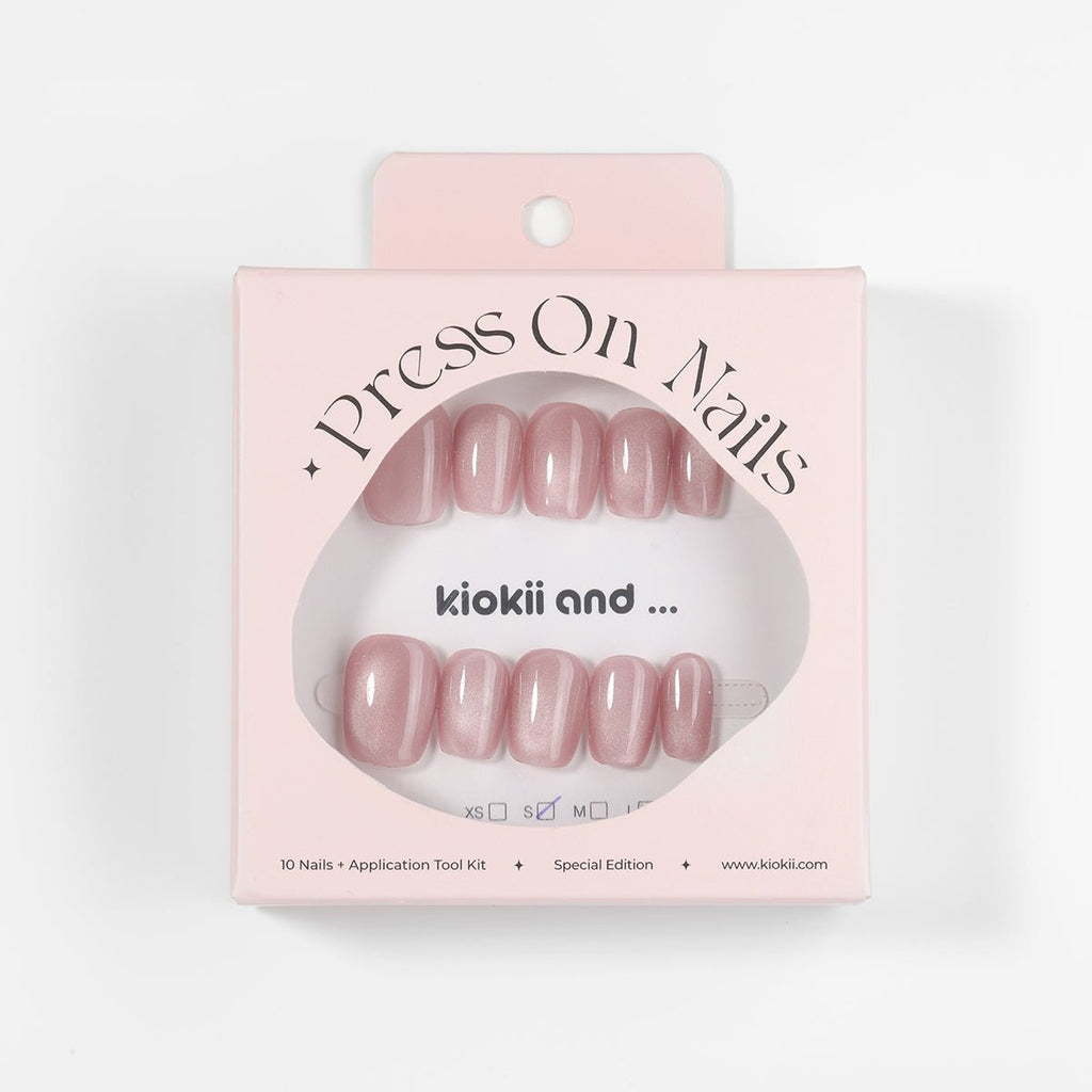 Kiokii Handmade Press-On Nails-Glamorous Soft Pink Nail Set