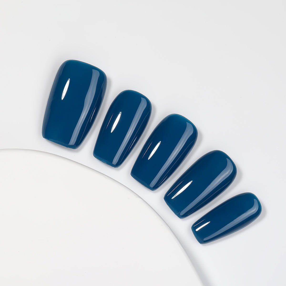 Kiokii Handmade Press-On Nails-Glossy Azure Elegance