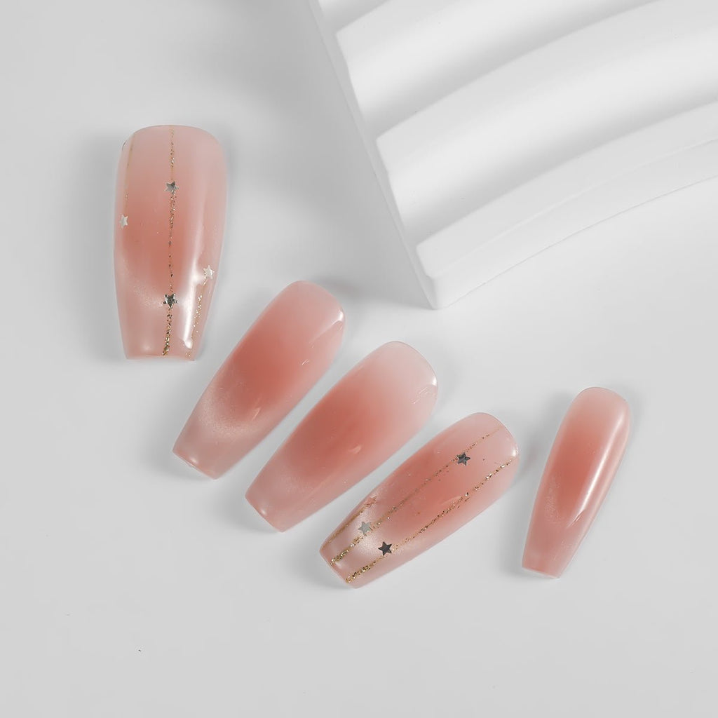 Kiokii Handmade Press-On Nails-Nude Color Stardust