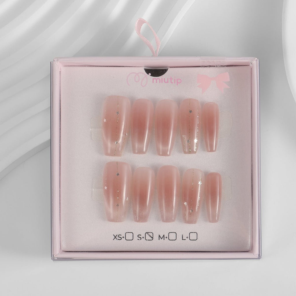 Kiokii Handmade Press-On Nails-Nude Color Stardust