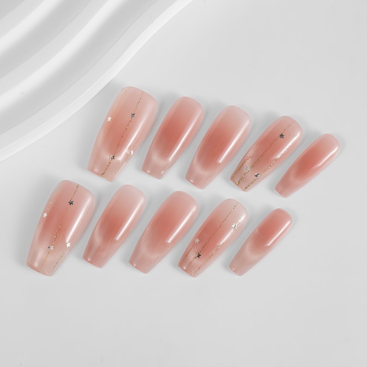 Kiokii Handmade Press-On Nails-Nude Color Stardust