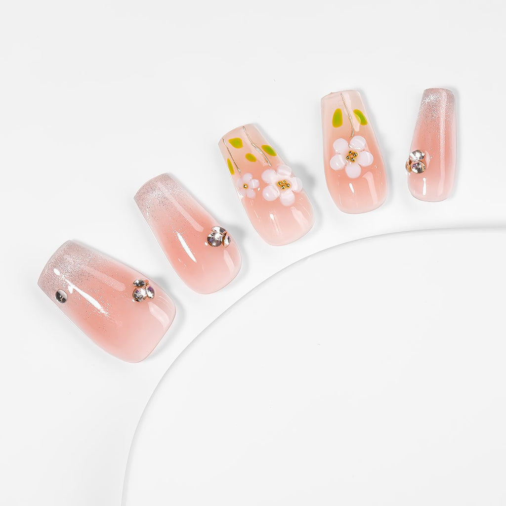 Kiokii Handmade Press-On Nails-Pink Bloom
