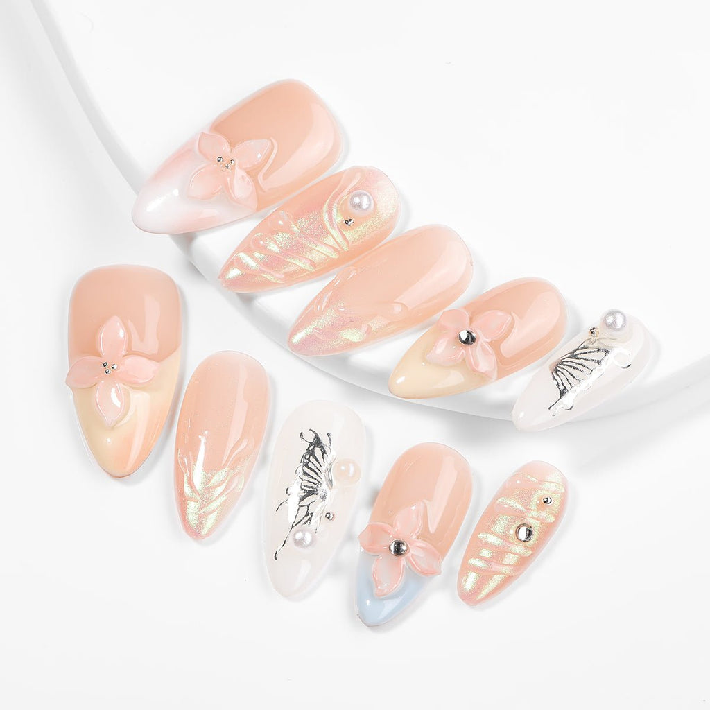 Kiokii Handmade Press-On Nails-Whispering Petals Nail Art