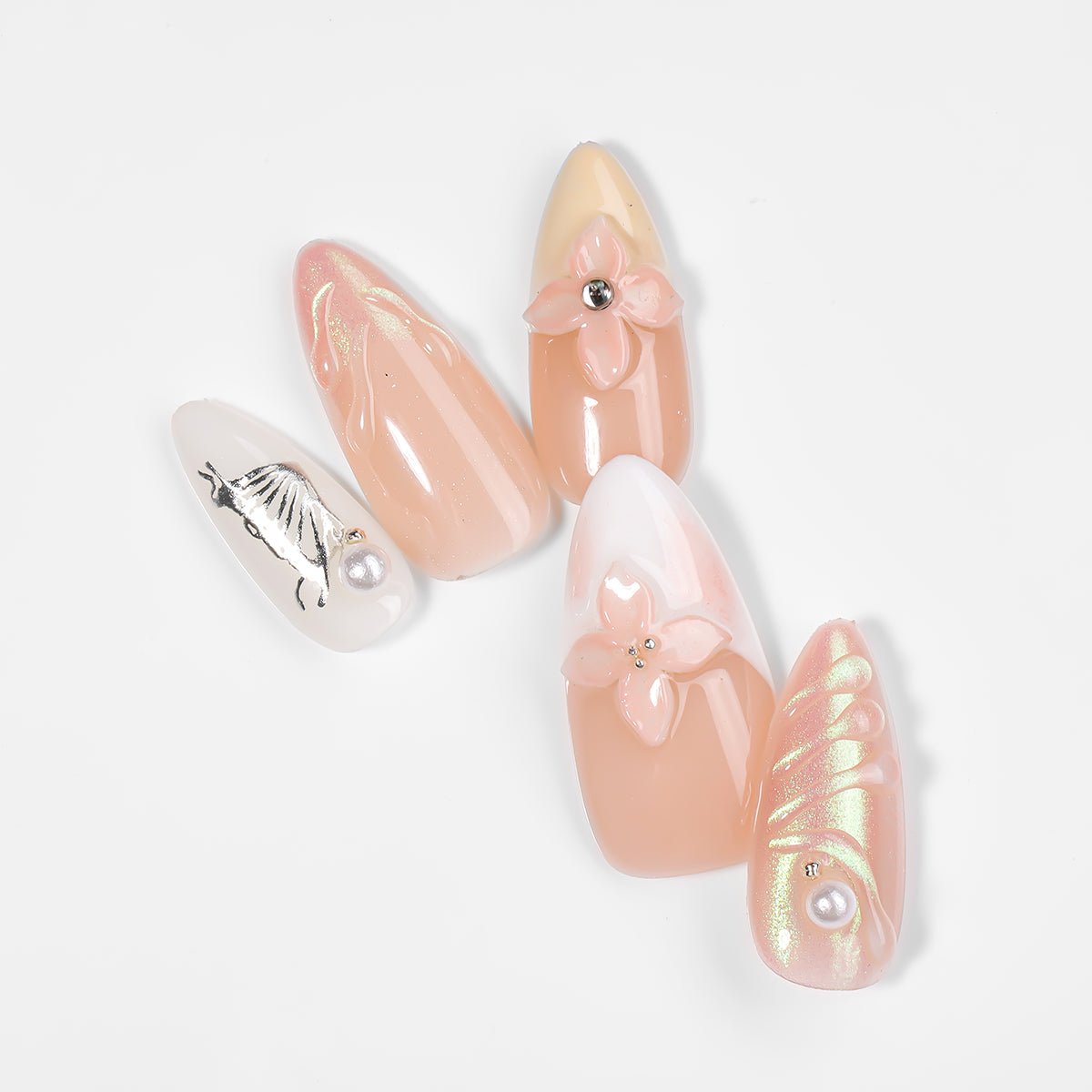Kiokii Handmade Press-On Nails-Whispering Petals Nail Art