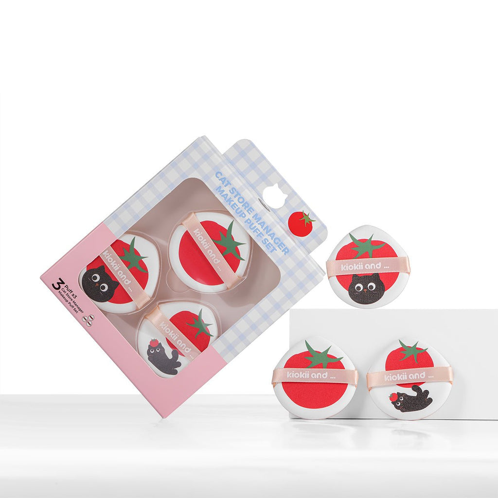 Kiokii Tomato Cat Makeup Puffs Set 3pcs