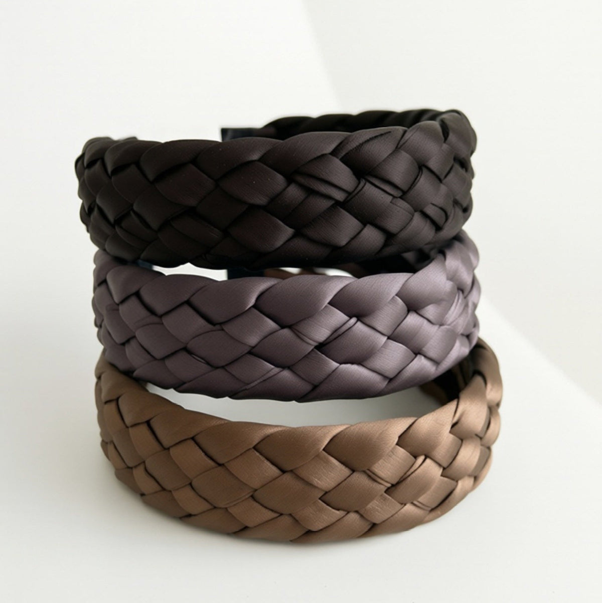 Kiokii Wide Braided Satin Headband - Elegant Non-Slip Hair Accessory (3 Colors)