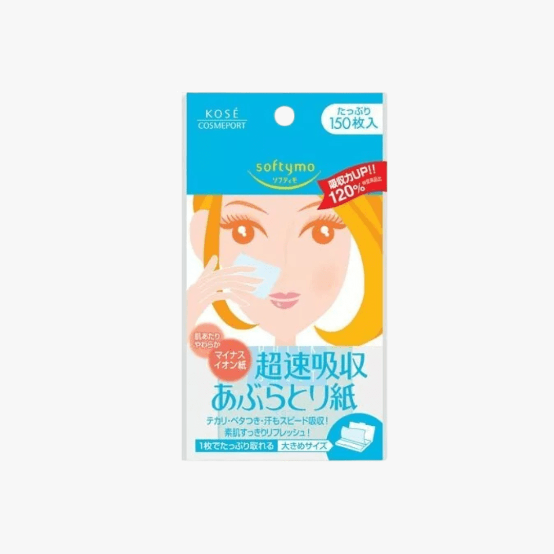 Kose Softymo Quick Oil Absorption Blotting Paper 150 Sheets (Blue)