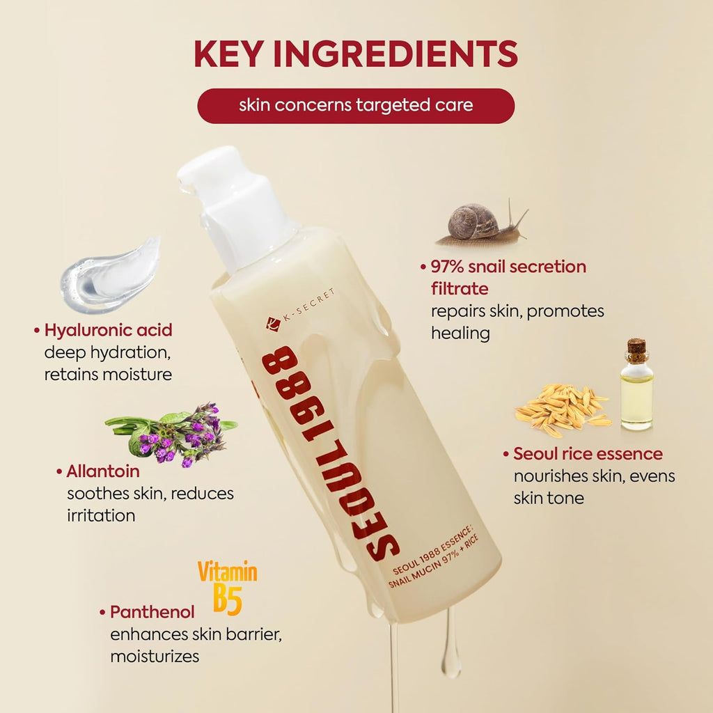 KSECRET SEOUL 1988 Essence: Snail Mucin 97% + Rice 100ml