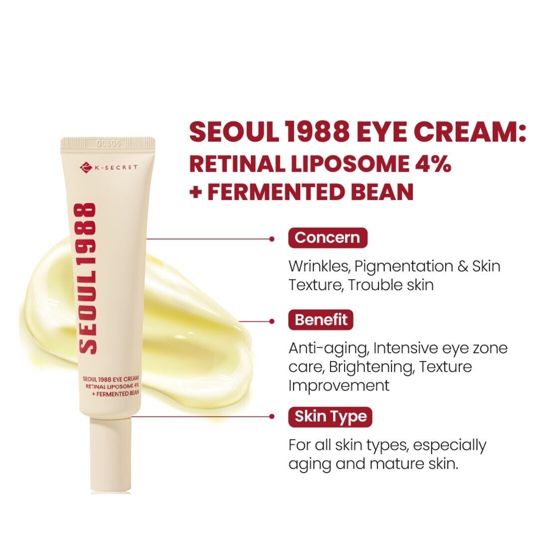 KSECRET SEOUL 1988 Eye Cream: Retinal Liposome 4% + Fermented Bean 30ml