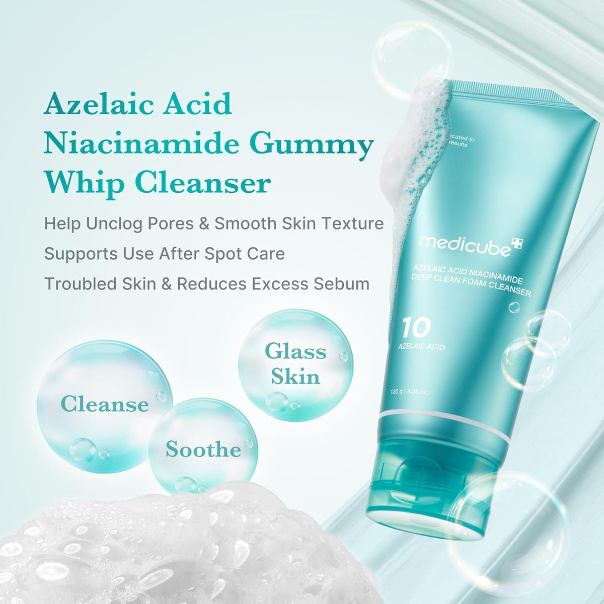 medicube Azelaic Acid Niacinamide Deep Clean Foam Cleanser 120g