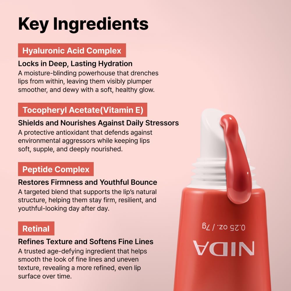 NIDA Retinol Glowy Lip Serum Rosy Fig 7g