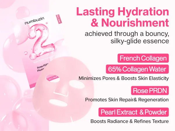 numbuzin No. 2 Rose PDRN Collagen Plumping Sheet Mask 5pcs