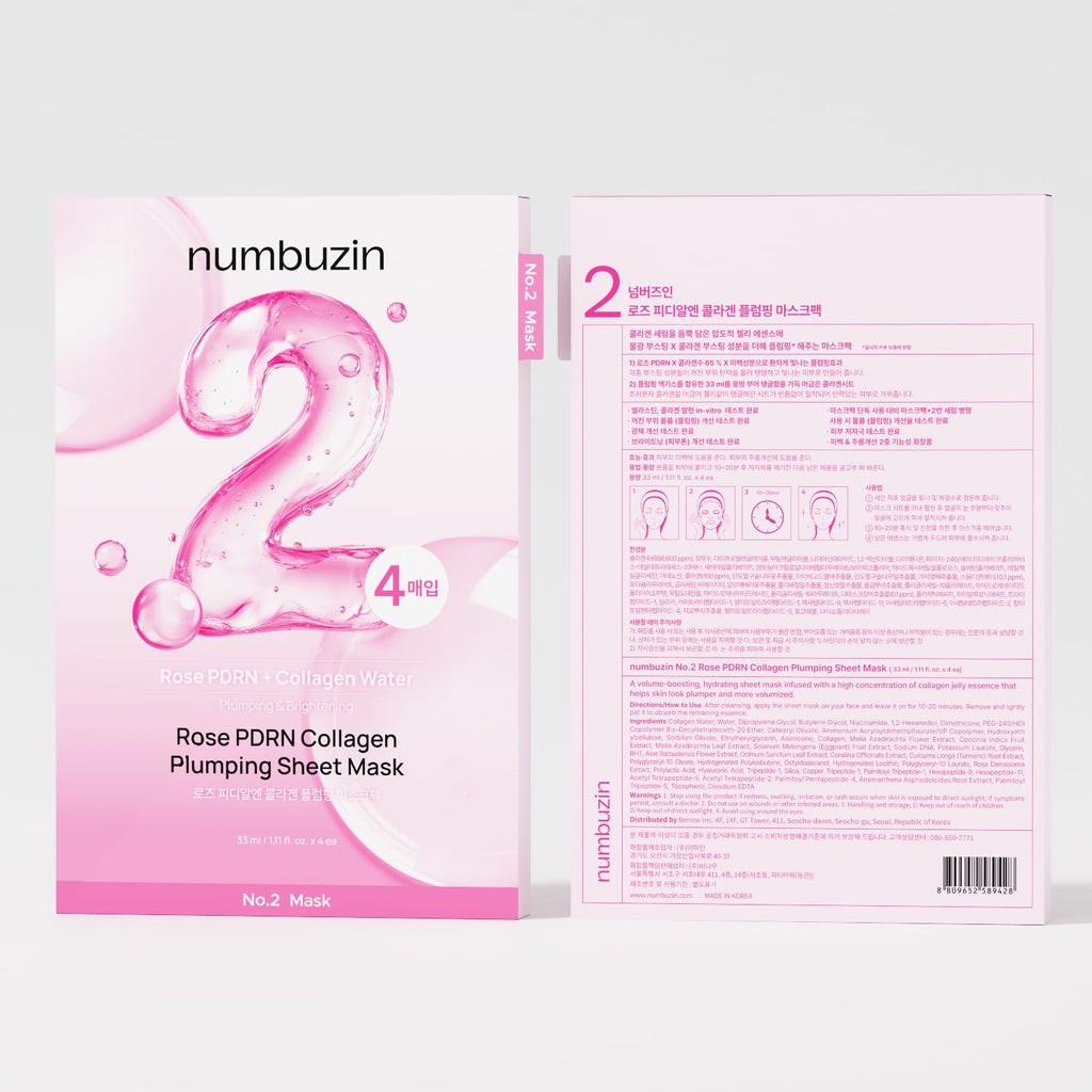 numbuzin No. 2 Rose PDRN Collagen Plumping Sheet Mask 5pcs