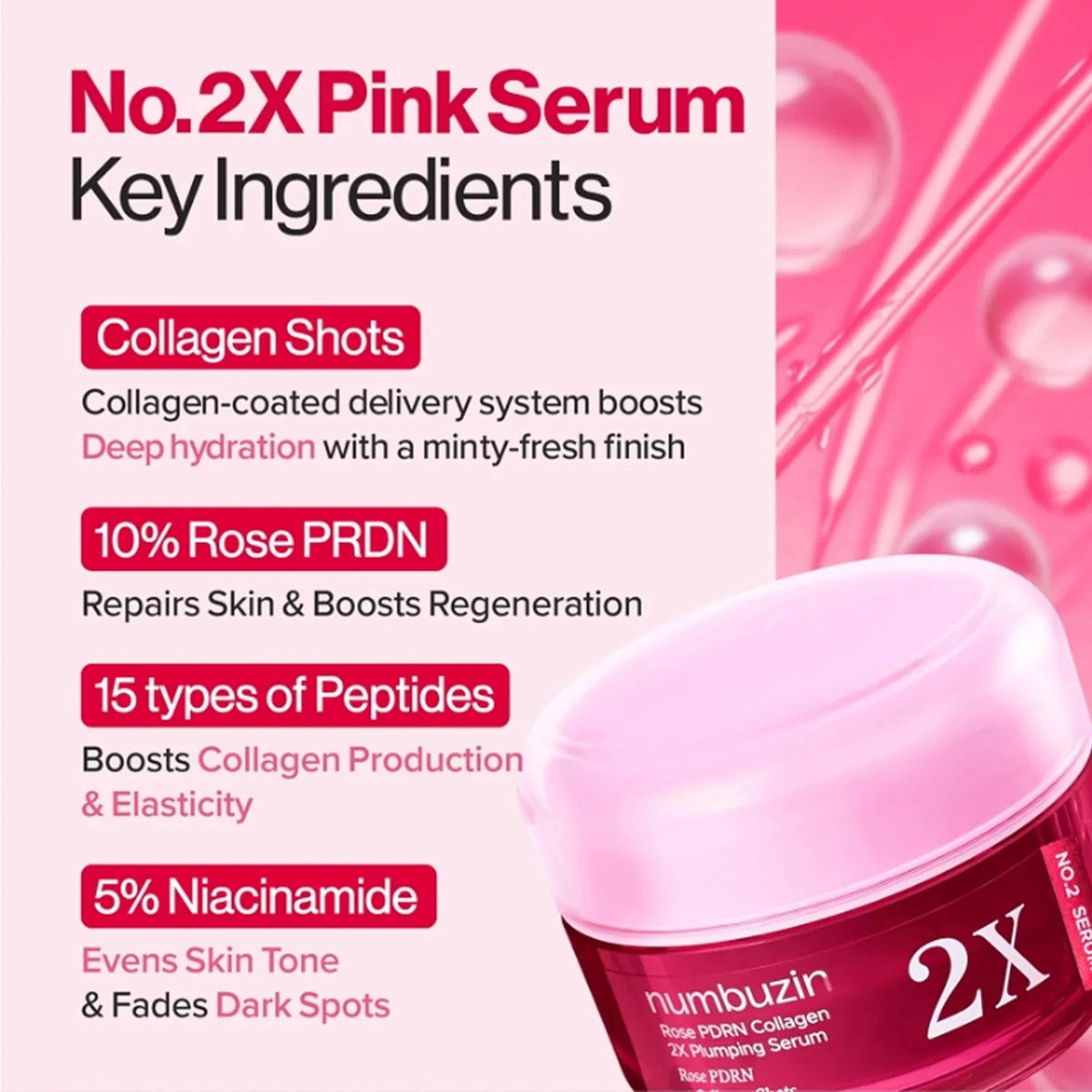 numbuzin No.2 Rose PDRN Collagen 2X Plumping Serum 30ml